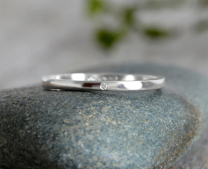 1.5mm Single Diamond Wedding Ring