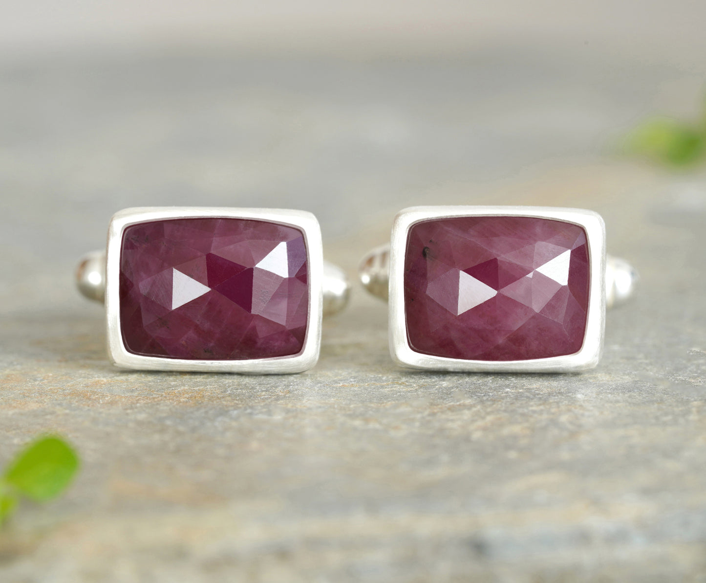 12ct Ruby Cufflinks in Sterling Silver