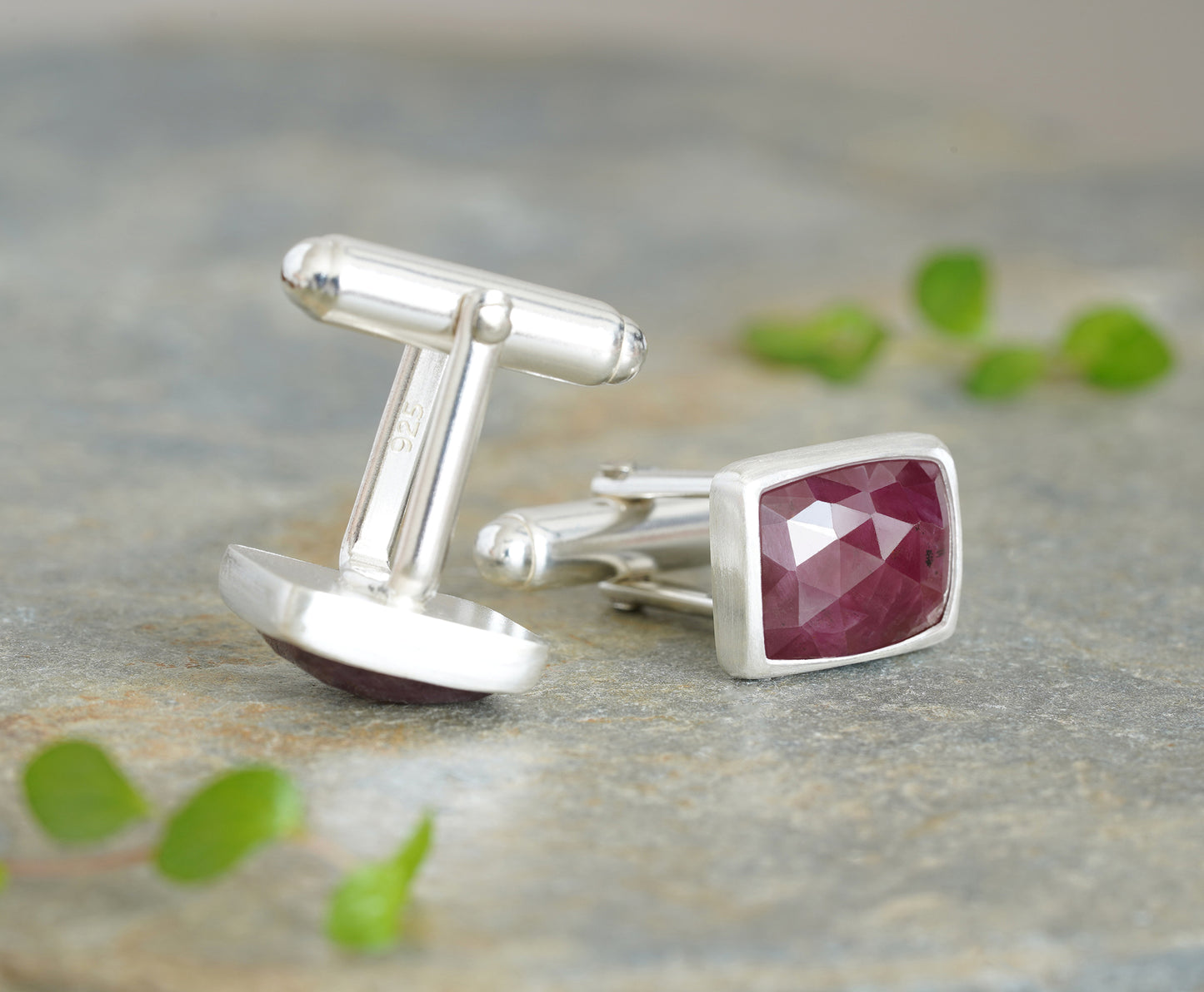 12ct Ruby Cufflinks in Sterling Silver