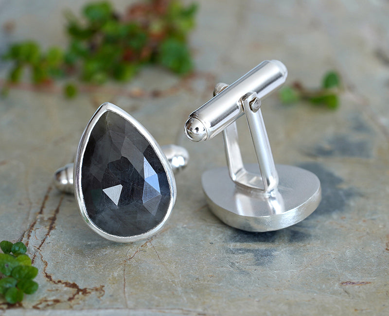 15.2ct Sapphire Cufflinks in Solid Silver