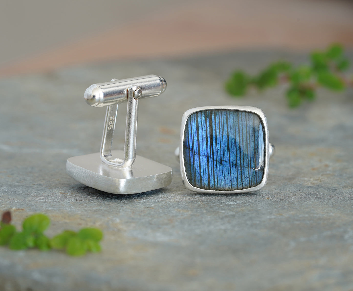 16ct Labradorite Cufflinks in Solid Sterling Silver