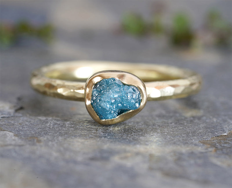 1ct Blue Diamond Engagement Ring in 18k Yellow Gold