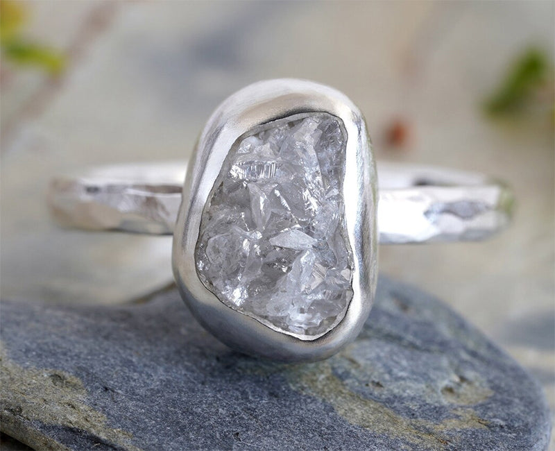 2.45ct Rough Light Grey Diamond Ring