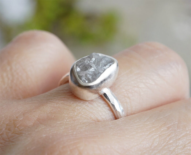 2.45ct Rough Light Grey Diamond Ring