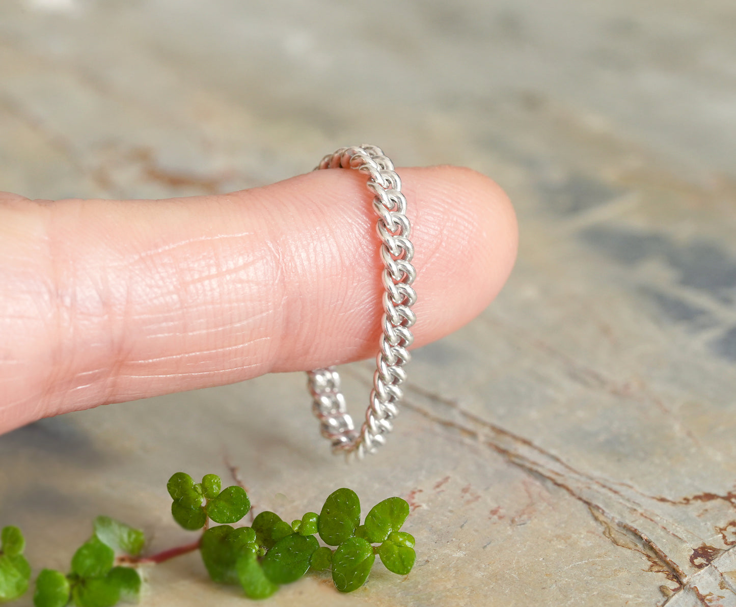 Curb Chain Ring in Sterling Silver