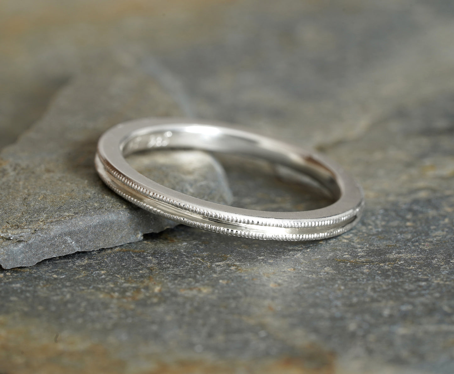 Slim Milgrain Wedding Band