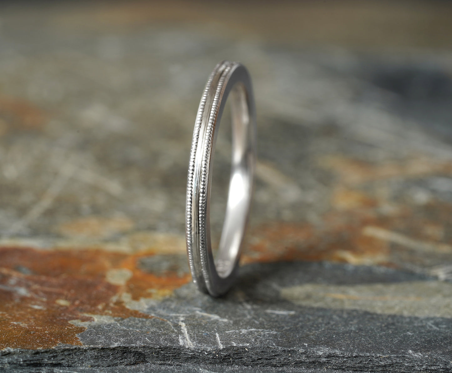 Slim Milgrain Wedding Band