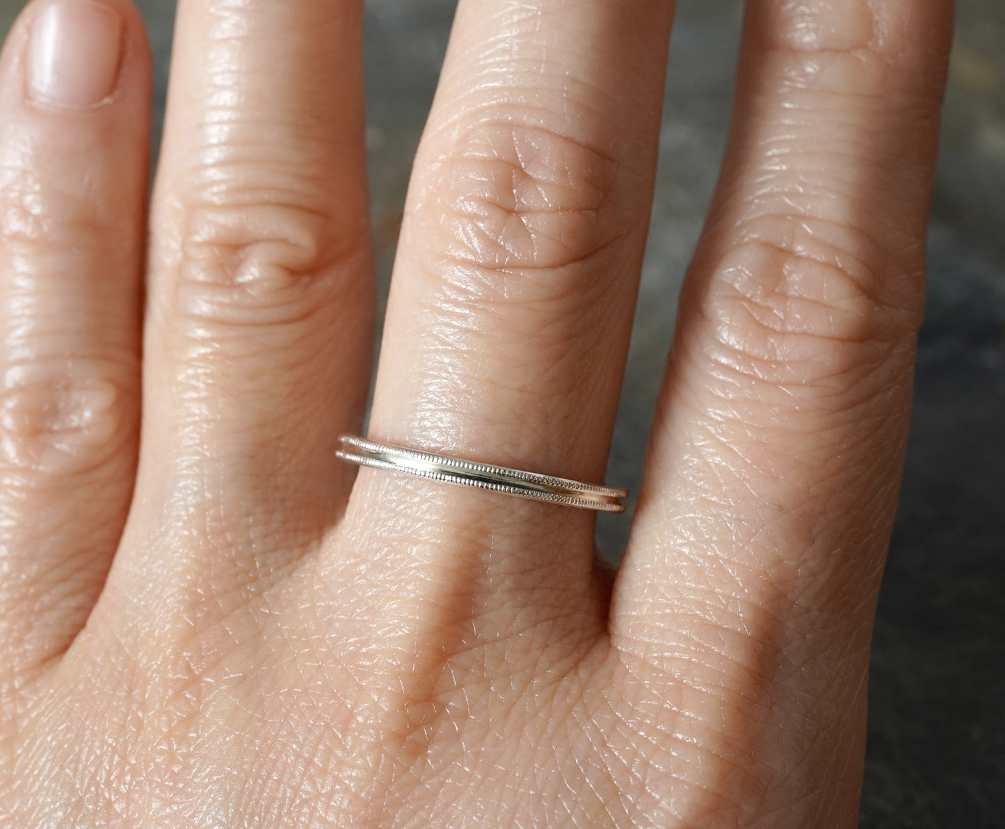 Slim Milgrain Wedding Band