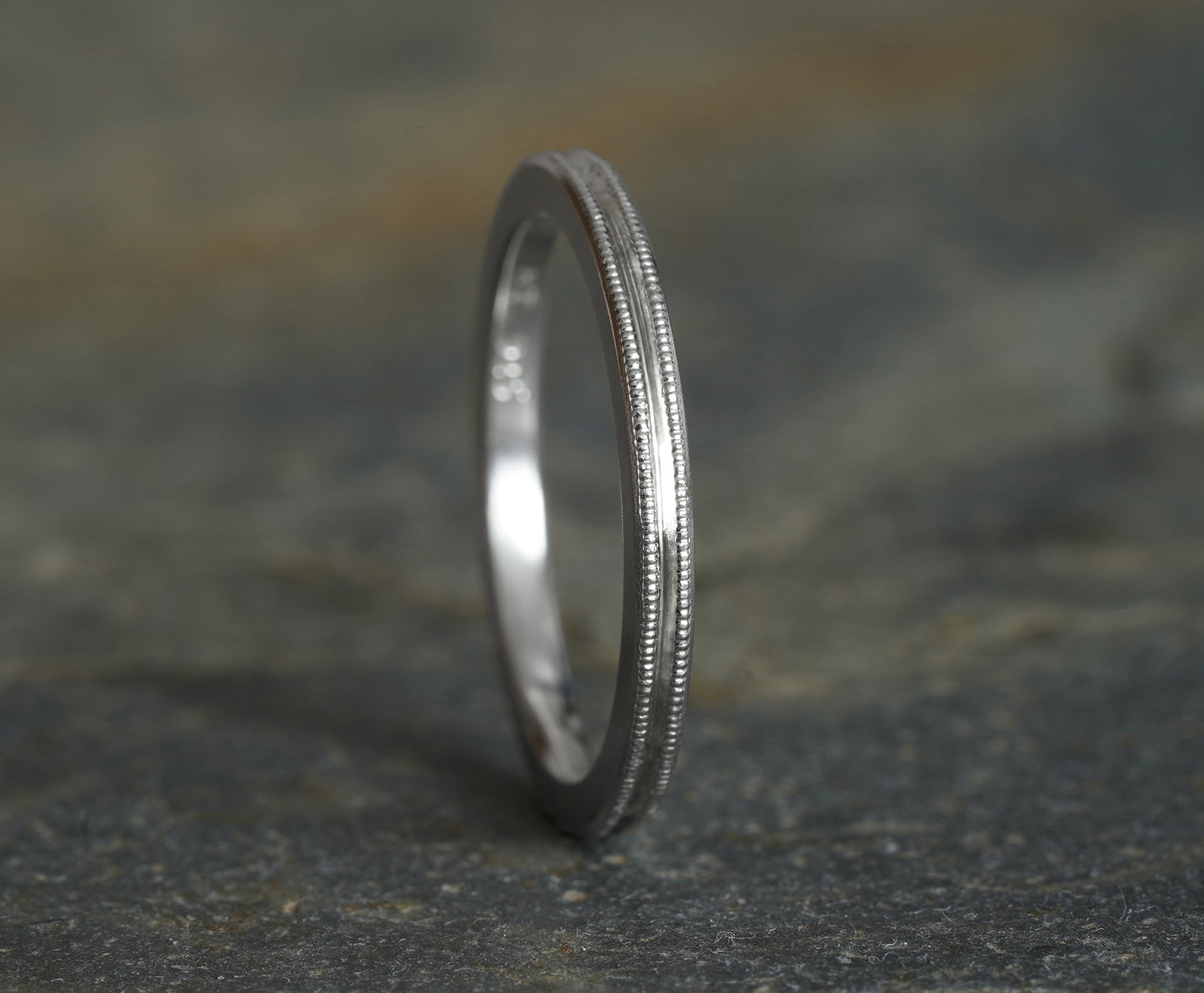 Slim Milgrain Wedding Band