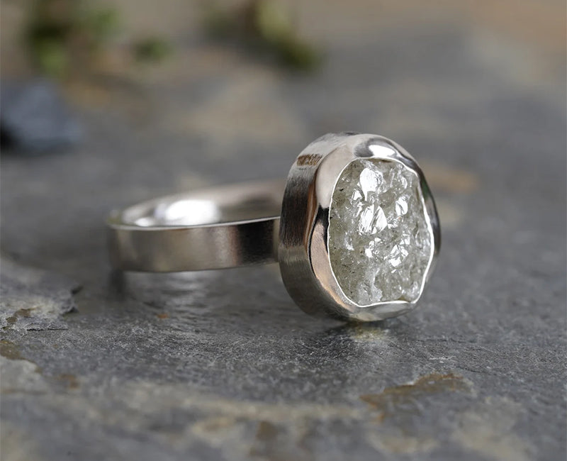 3.10ct Silver Grey Rough Diamond Ring - SOLD