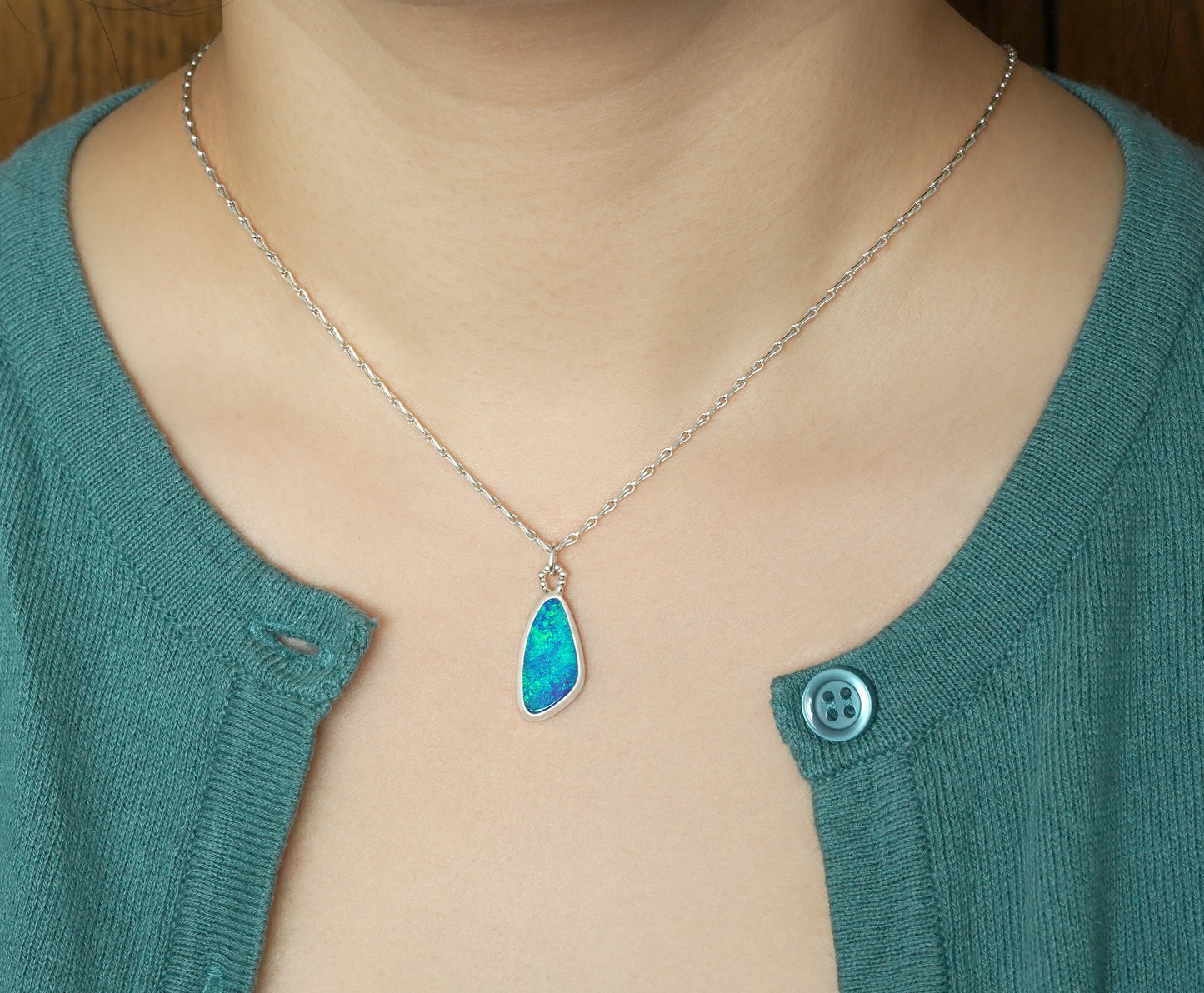 3ct Australian Opal Doublet Necklace in Sterling Silver