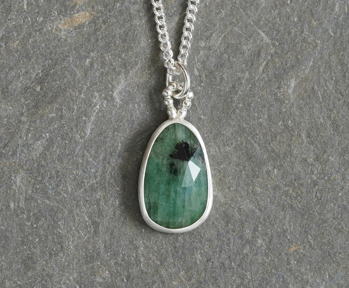 4.35ct Natural Emerald Necklace in Sterling Silver