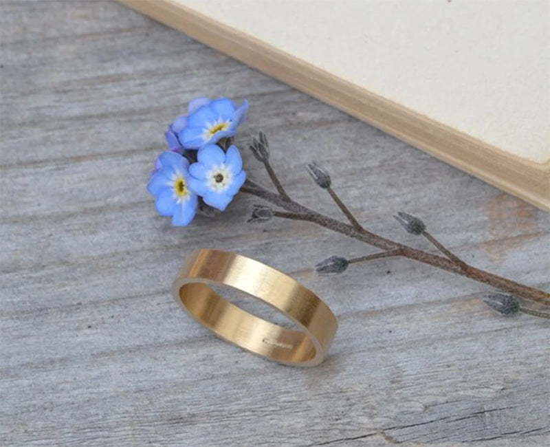 4mm Wedding Band in 9k Yellow Gold, Traditional Wedding Ring
