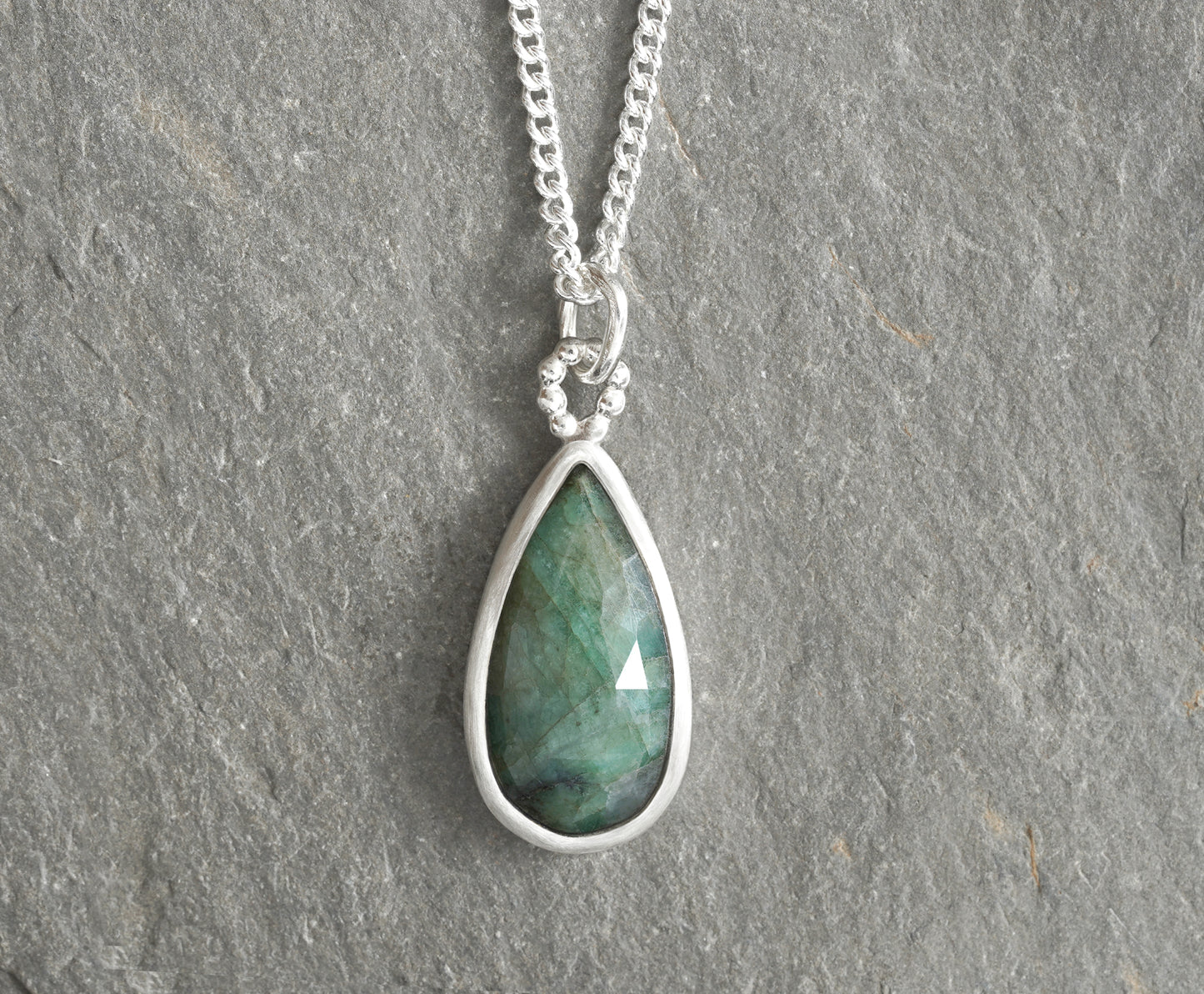 Raindrop Emerald Necklace, 5.45ct Emerald Necklace, May Birthstone Necklace