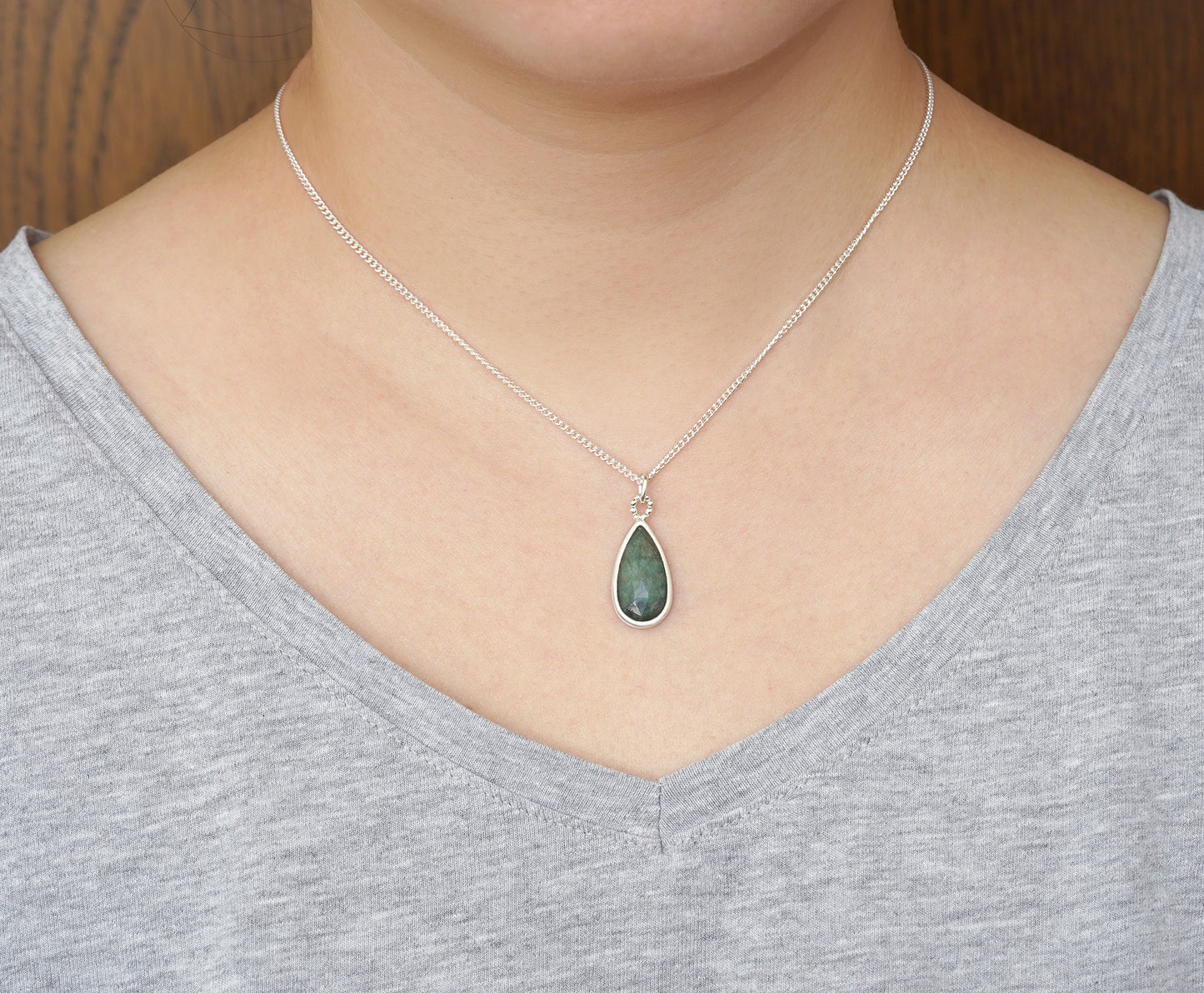 Raindrop Emerald Necklace, 5.45ct Emerald Necklace, May Birthstone Necklace