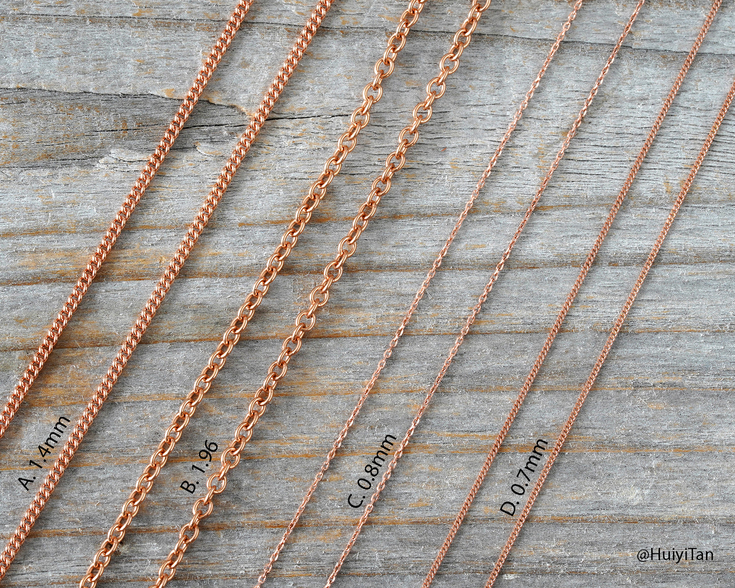 Solid 9ct Rose Gold Chain, Trace, Curb, and Belcher