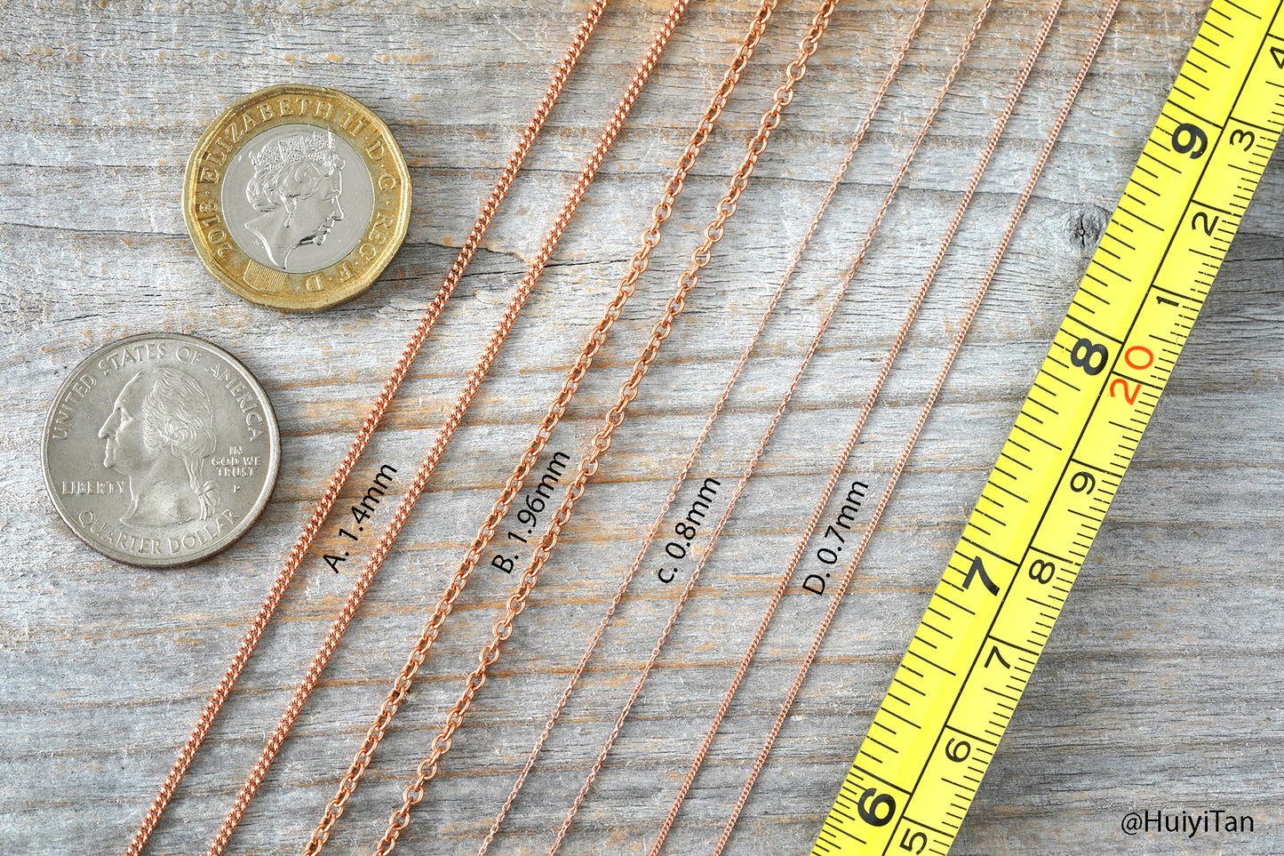 Solid 9ct Rose Gold Chain, Trace, Curb, and Belcher