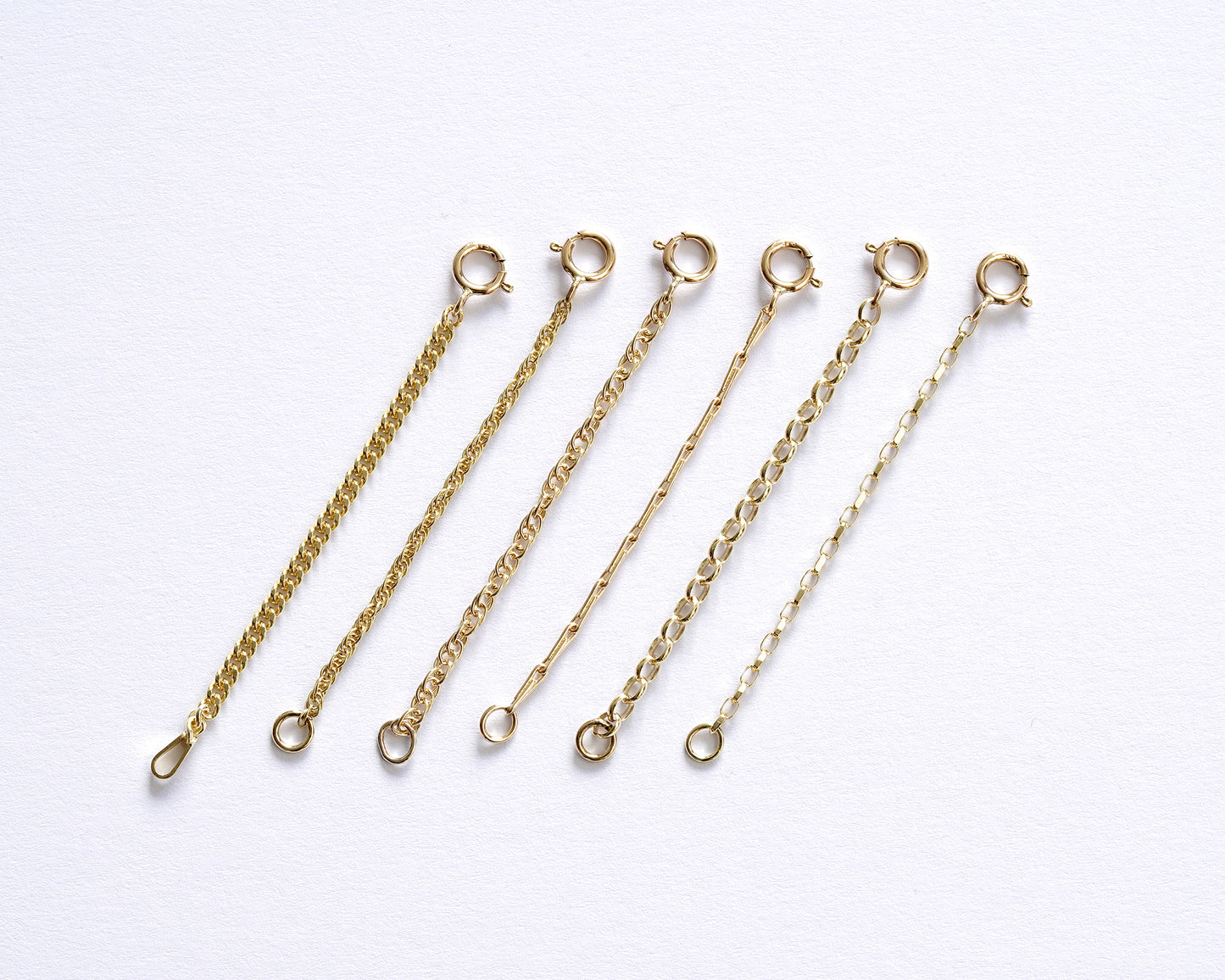 Chain Extender in Solid 9ct Yellow Gold Curb, Belcher, Rope and Barleycorn