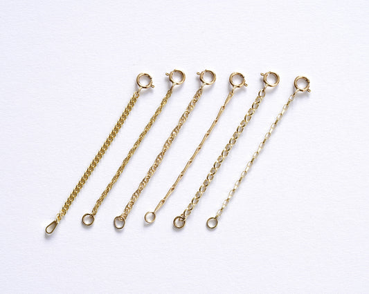 Chain Extender in Solid 9ct Yellow Gold Curb, Belcher, Rope and Barleycorn