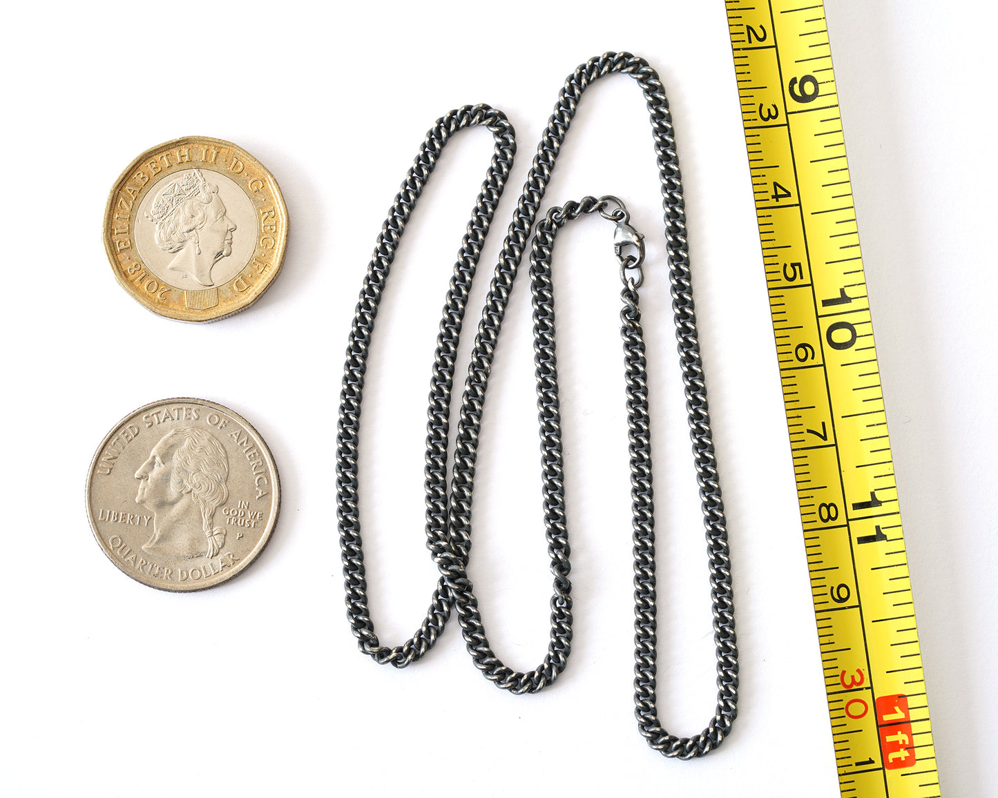 Oxidised Silver Curb Chain