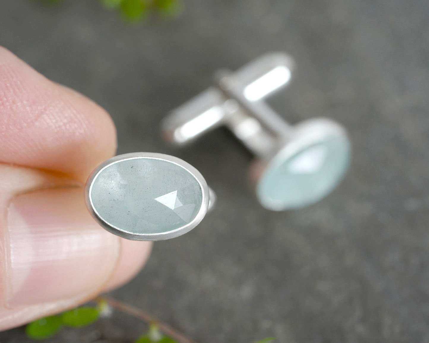 Aquamarine Cufflinks in Solid Sterling Silver