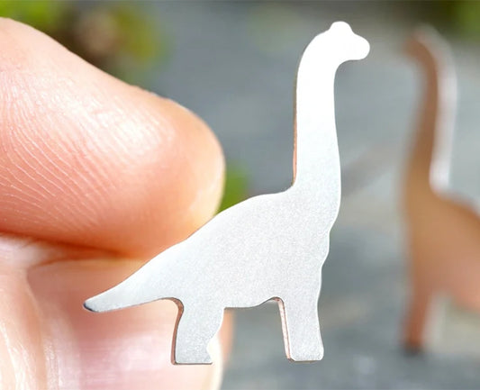 Brachiosaurus Cuff Links in Sterling Silver, Silver Dinosaur Cufflinks, Personalized Dinosaur Cuff Links