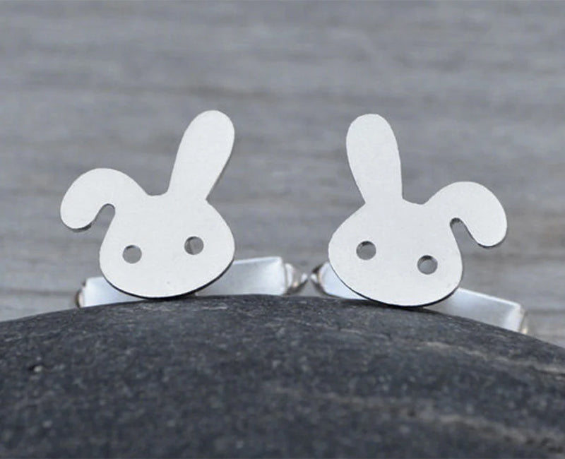 Rabbit Cufflinks in Sterling Silver, Bunny Cufflinks, Personalized Cufflinks