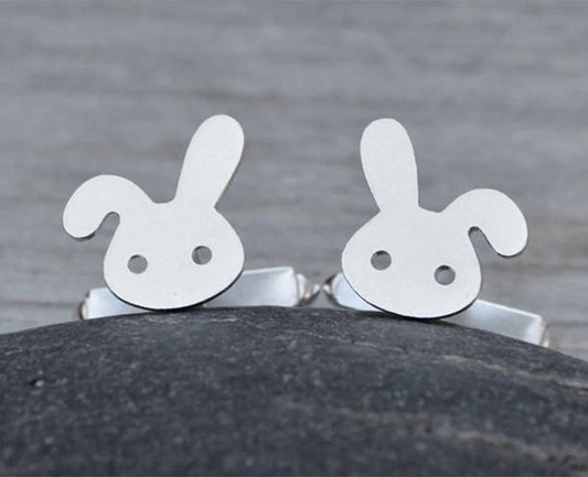 Rabbit Cufflinks in Sterling Silver, Bunny Cufflinks, Personalized Cufflinks