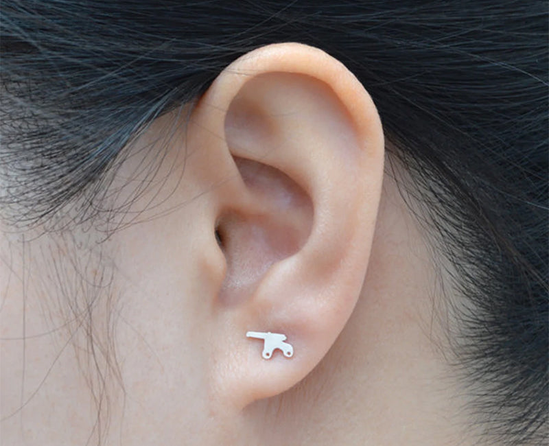 Cannon Stud Earrings in Sterling Silver