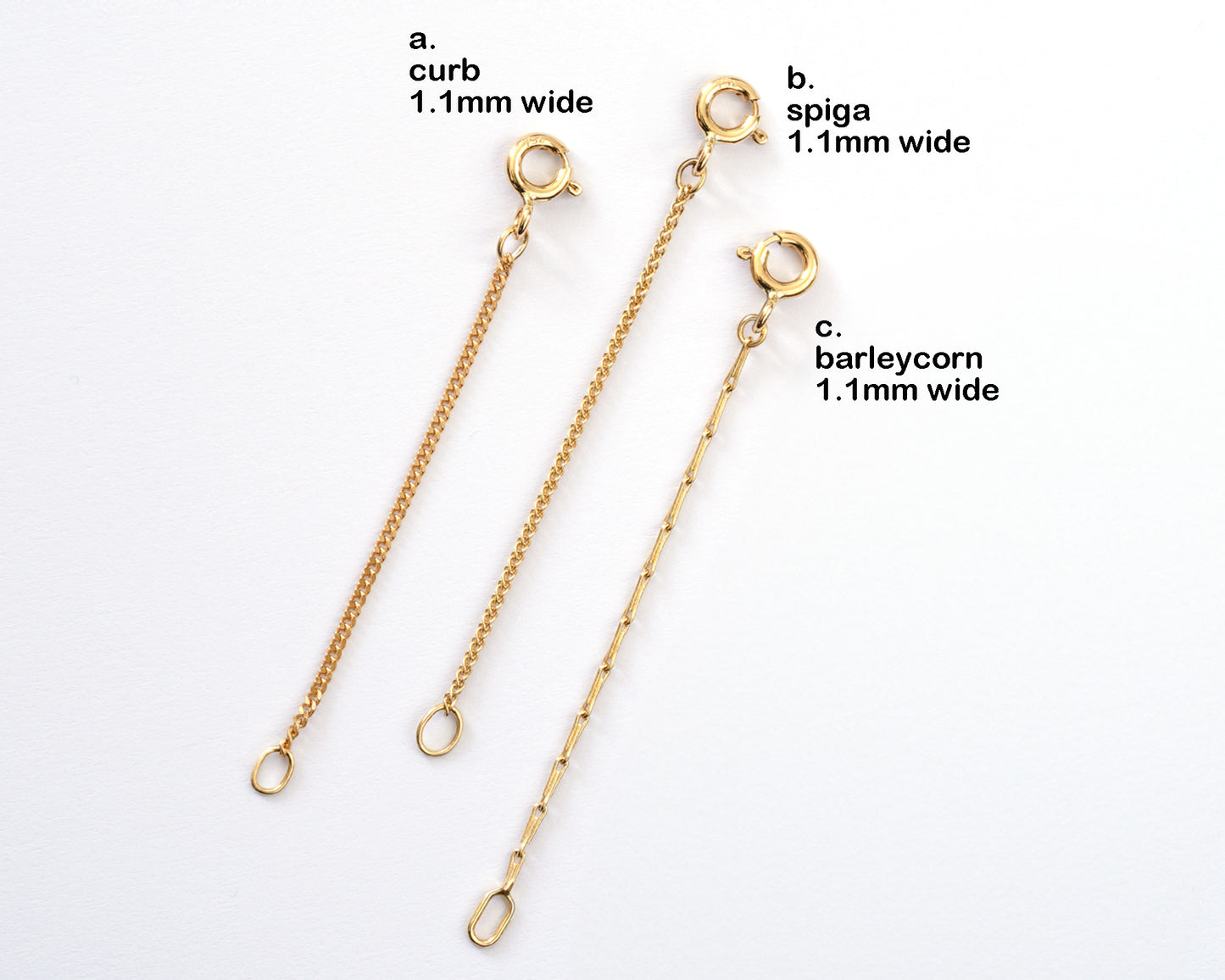Solid 18ct Yellow Gold Chain Extender, 2", 3" & 4".
