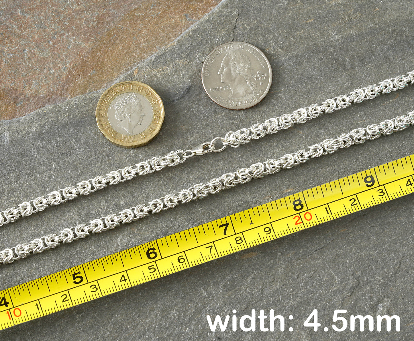 Chunky Byzantine Chain Necklace in Solid Sterling Silver 20 Inches Long