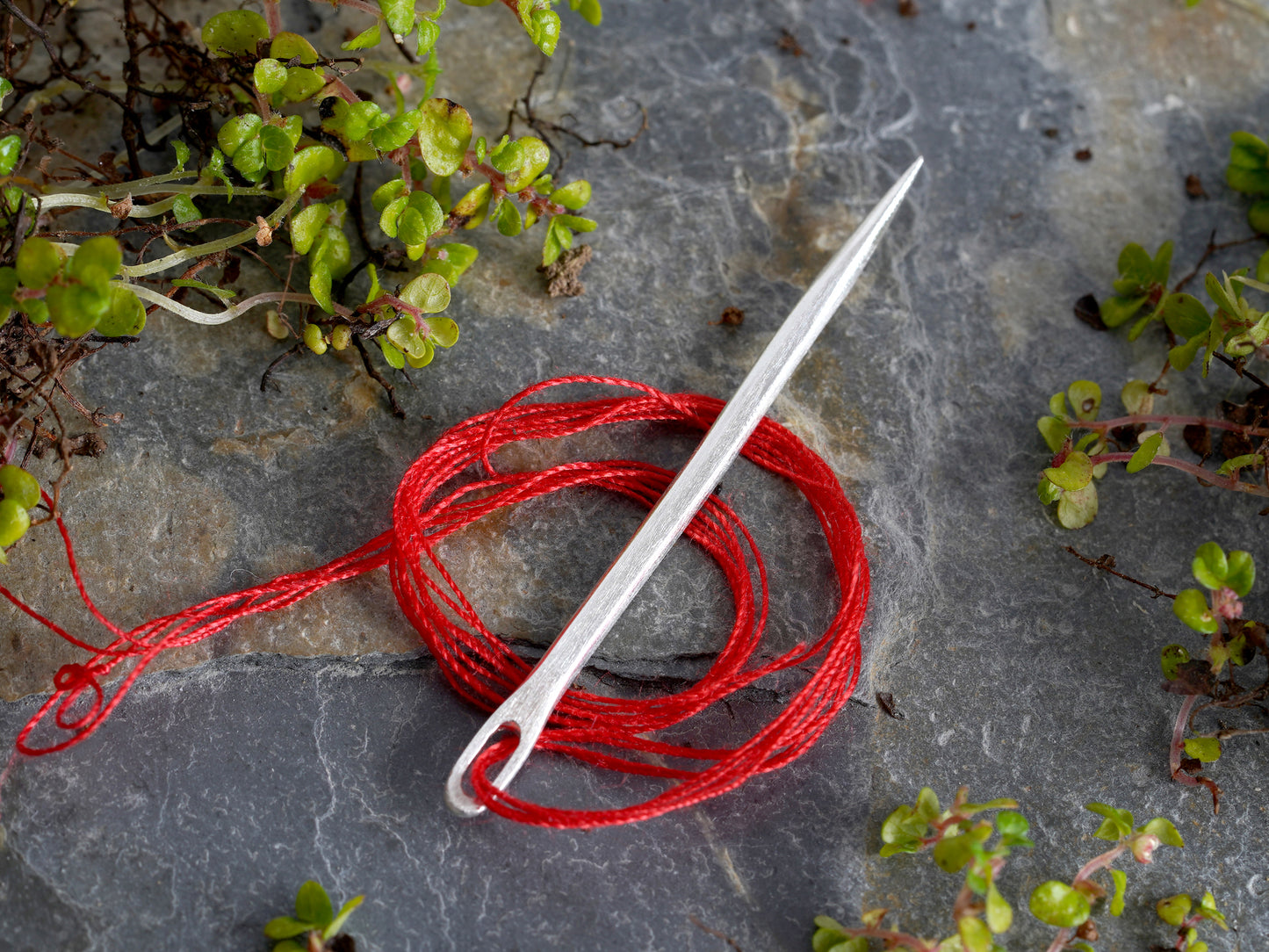 Handmade Sewing Needle in Solid Sterling Silver, Thick Silver Needle