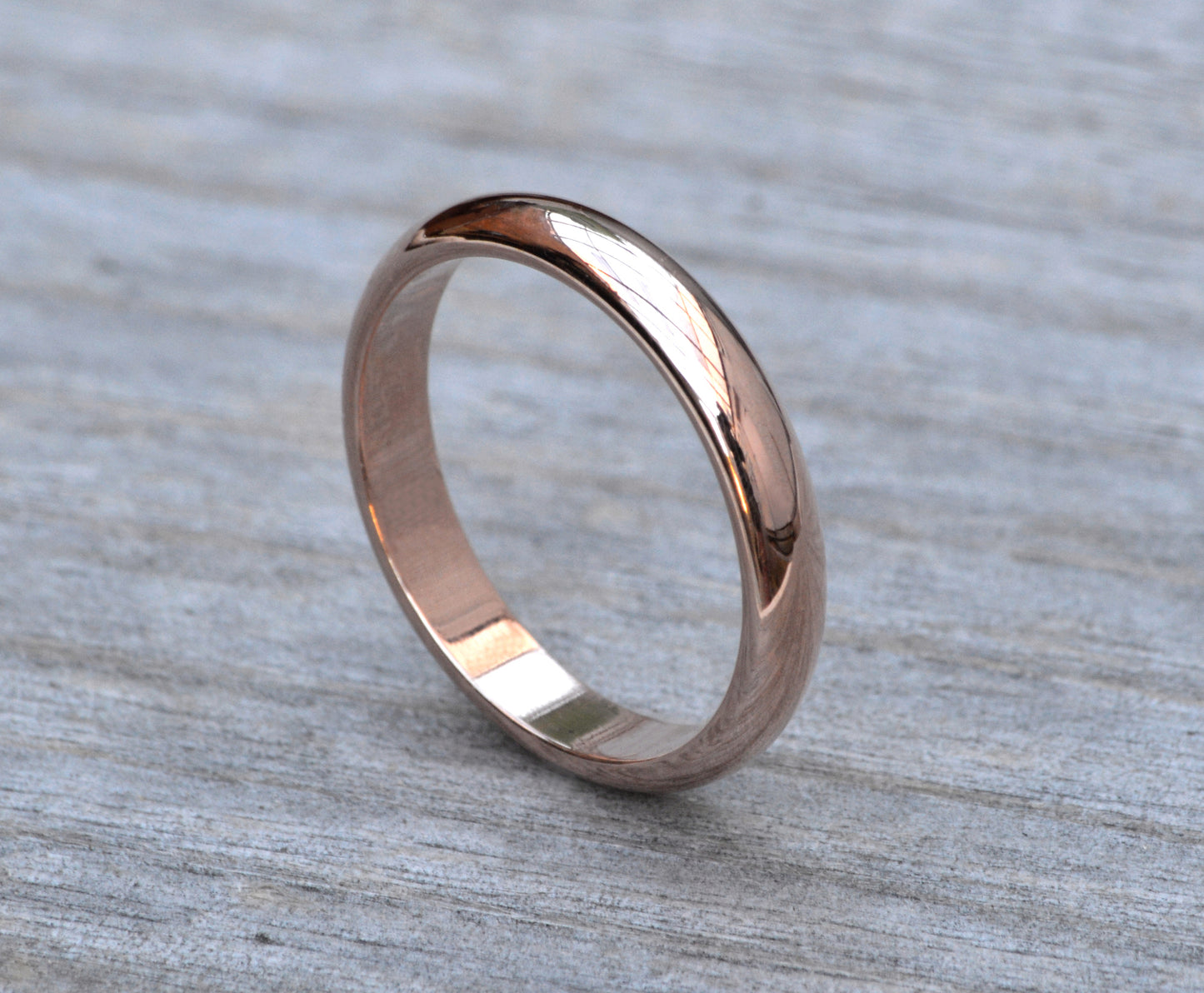 D Shape Wedding Band, Rose Gold Wedding Ring, 3mm, 4mm Wedding Band