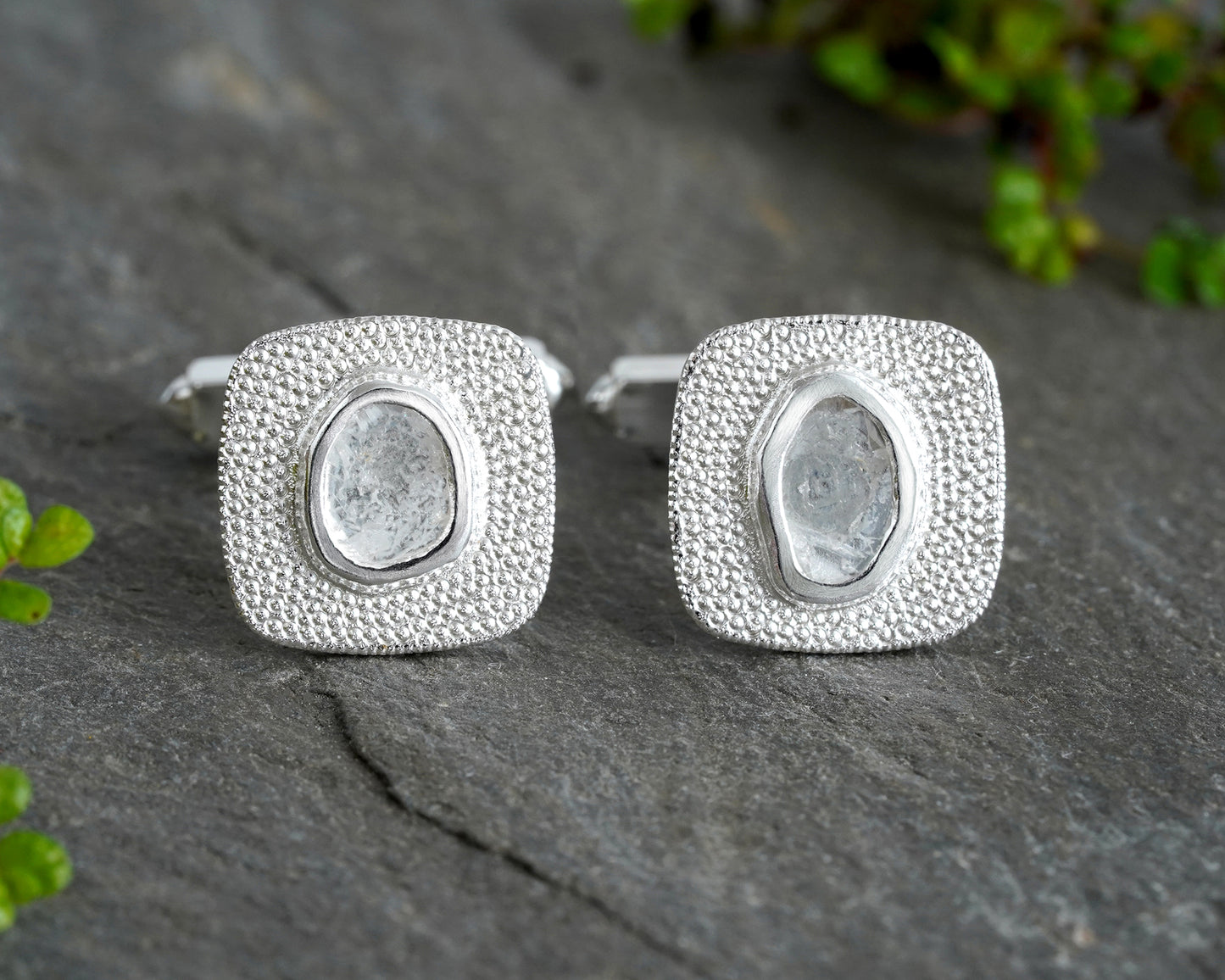 Art Deco Diamond Cufflinks in Sterling Silver