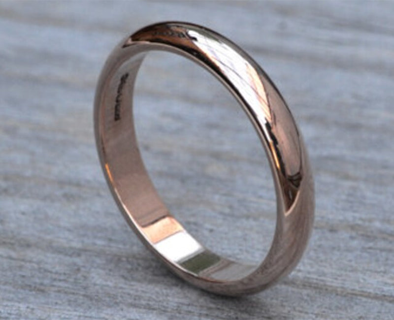 D Shape Wedding Band, Rose Gold Wedding Ring, 3mm, 4mm Wedding Band