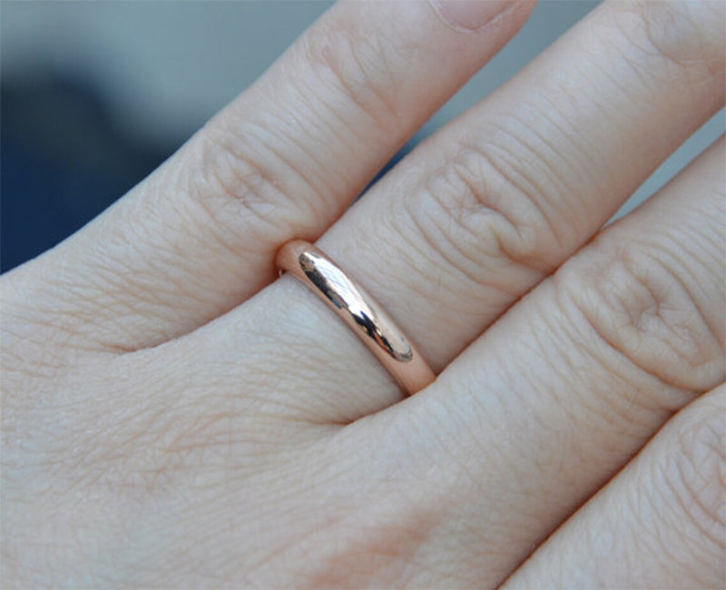 D Shape Wedding Band, Rose Gold Wedding Ring, 3mm, 4mm Wedding Band