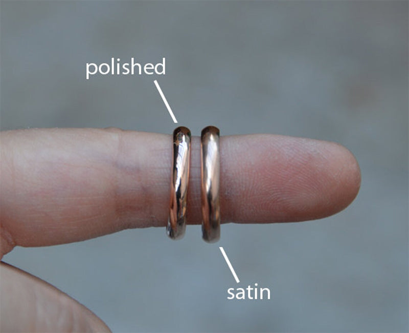 D Shape Wedding Band, Rose Gold Wedding Ring, 3mm, 4mm Wedding Band