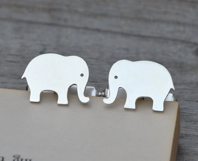 Elephant Cufflinks in Sterling Silver, Silver Elephant Cufflinks, Personalized Cufflinks