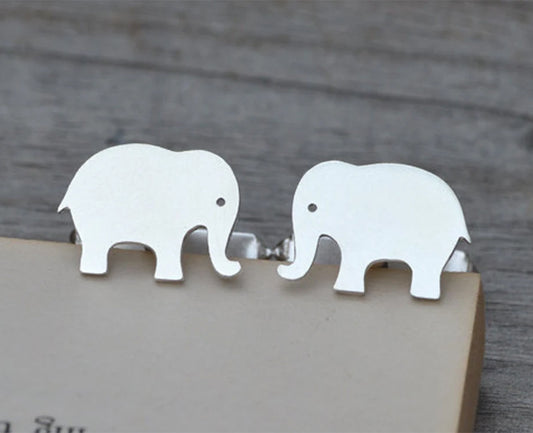 Elephant Cufflinks in Sterling Silver, Silver Elephant Cufflinks, Personalized Cufflinks