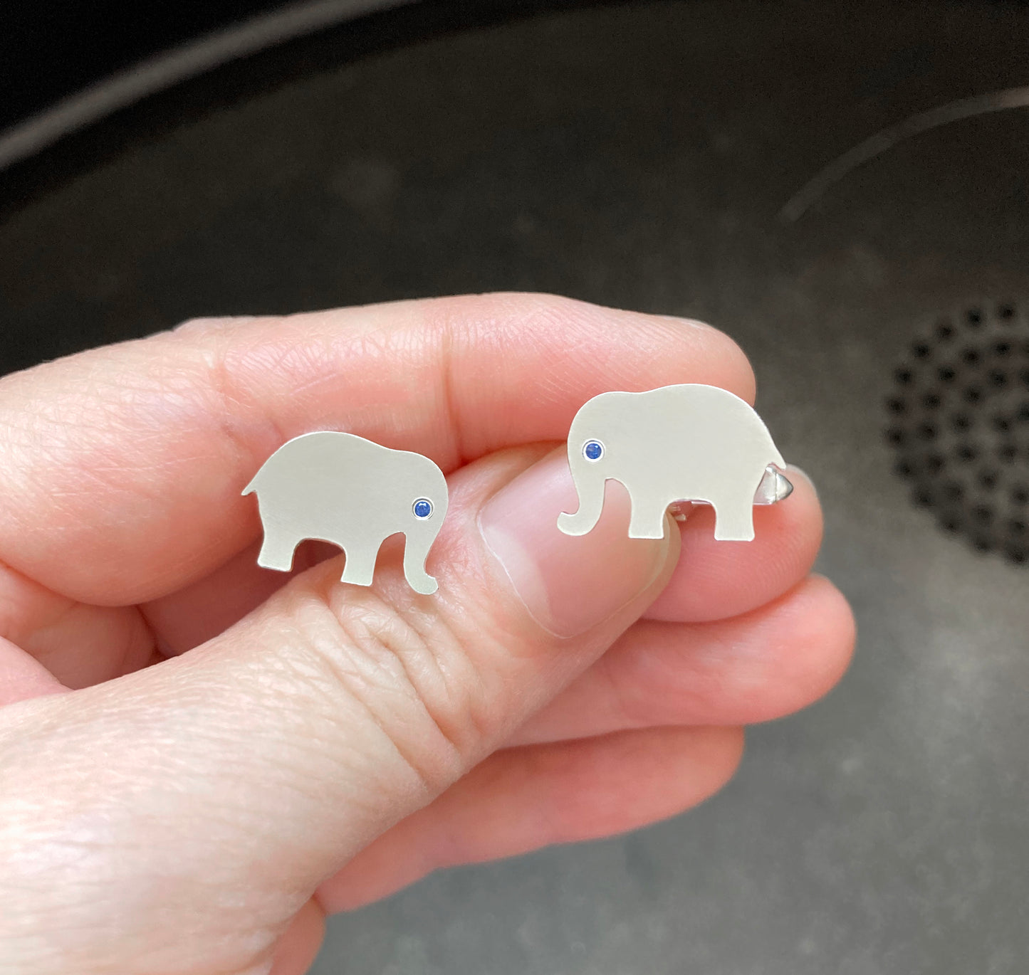 Elephant Cufflinks in Sterling Silver, Silver Elephant Cufflinks, Personalized Cufflinks