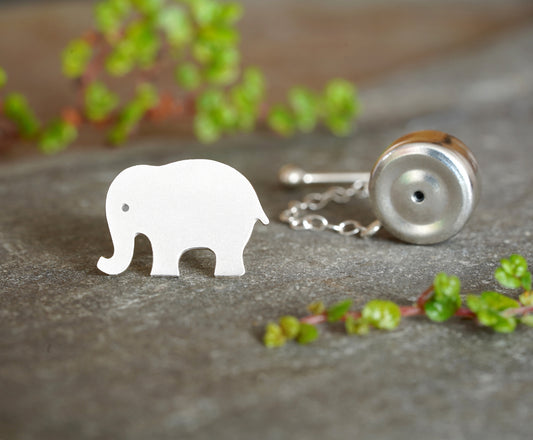 Elephant Tie Tack in Sterling Silver, Elephant Tie Pin in Sterling Silver