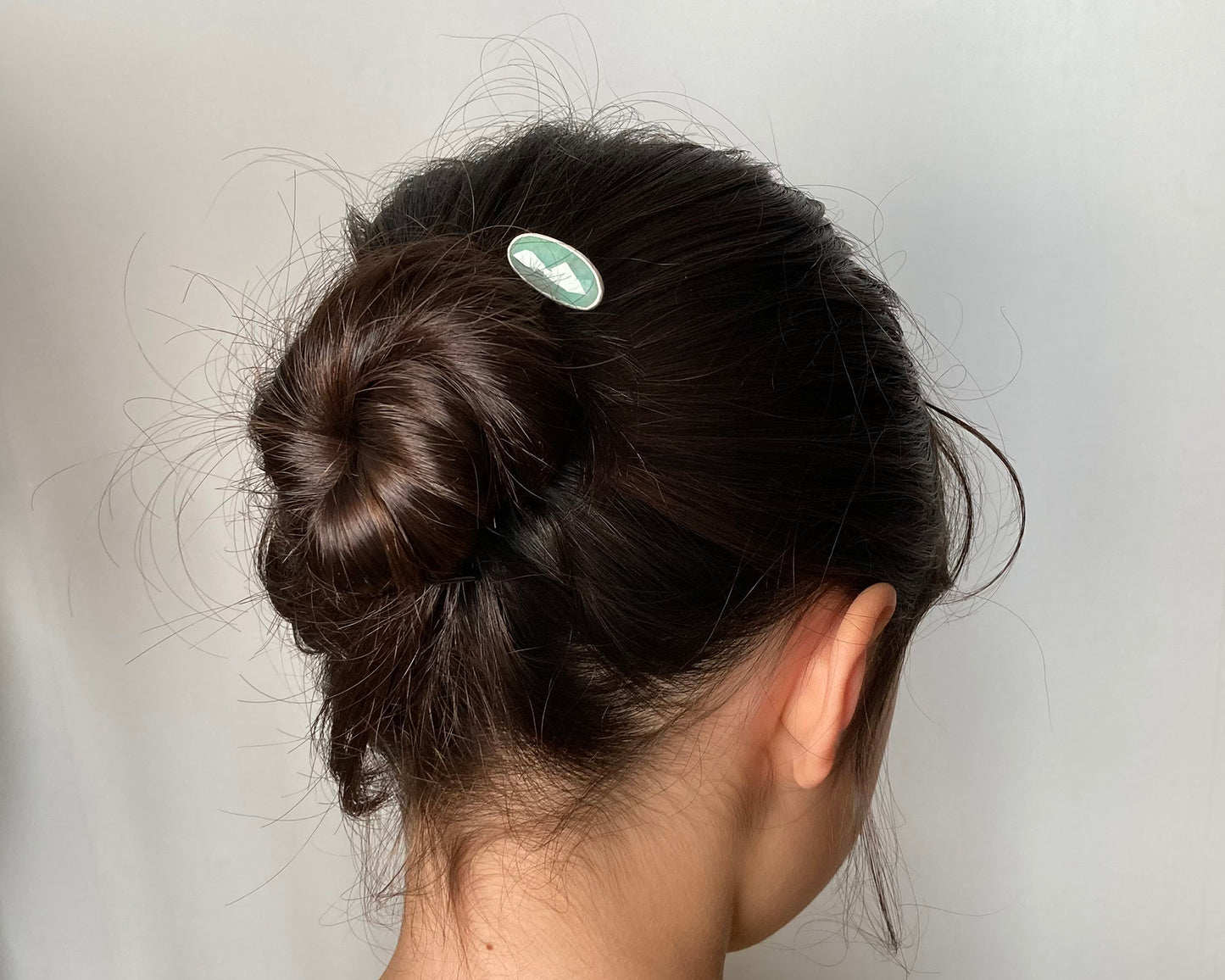 3.5ct Natural Emerald Hair Pin in Solid Sterling Silver