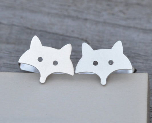 Fox Cufflinks in Sterling Silver, Silver Fox Cufflinks
