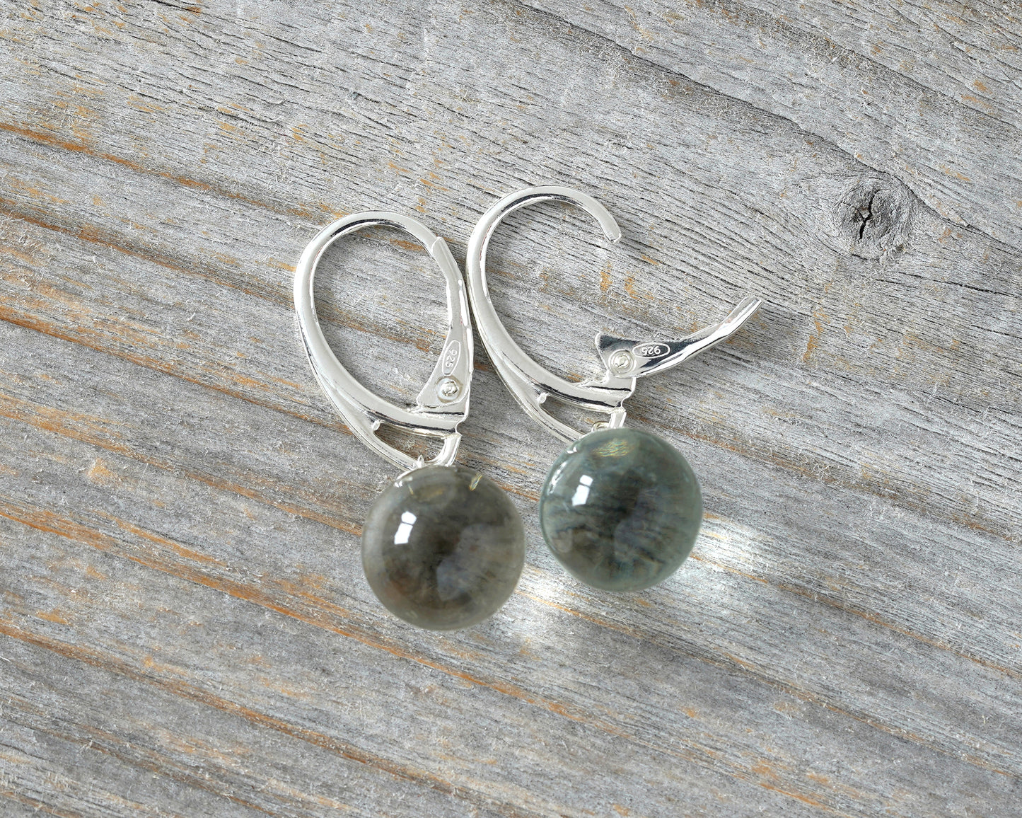 Glass Ball Dangle Earrings in Sterling Silver