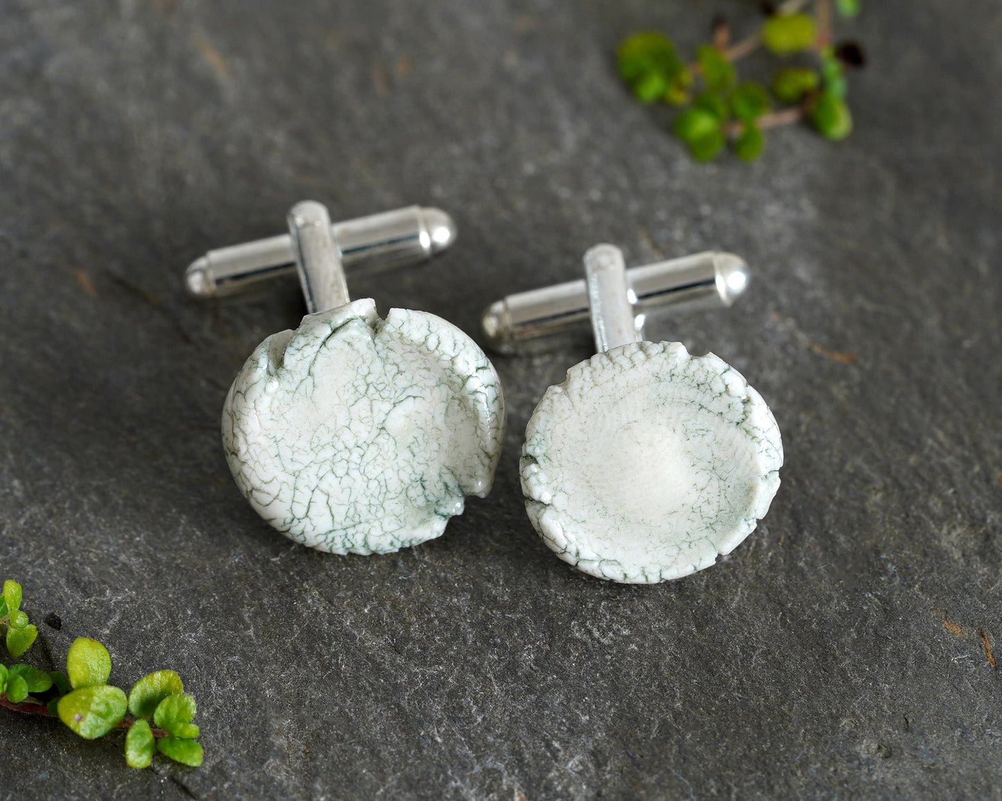 Unique Craquelure Porcelain Cufflinks