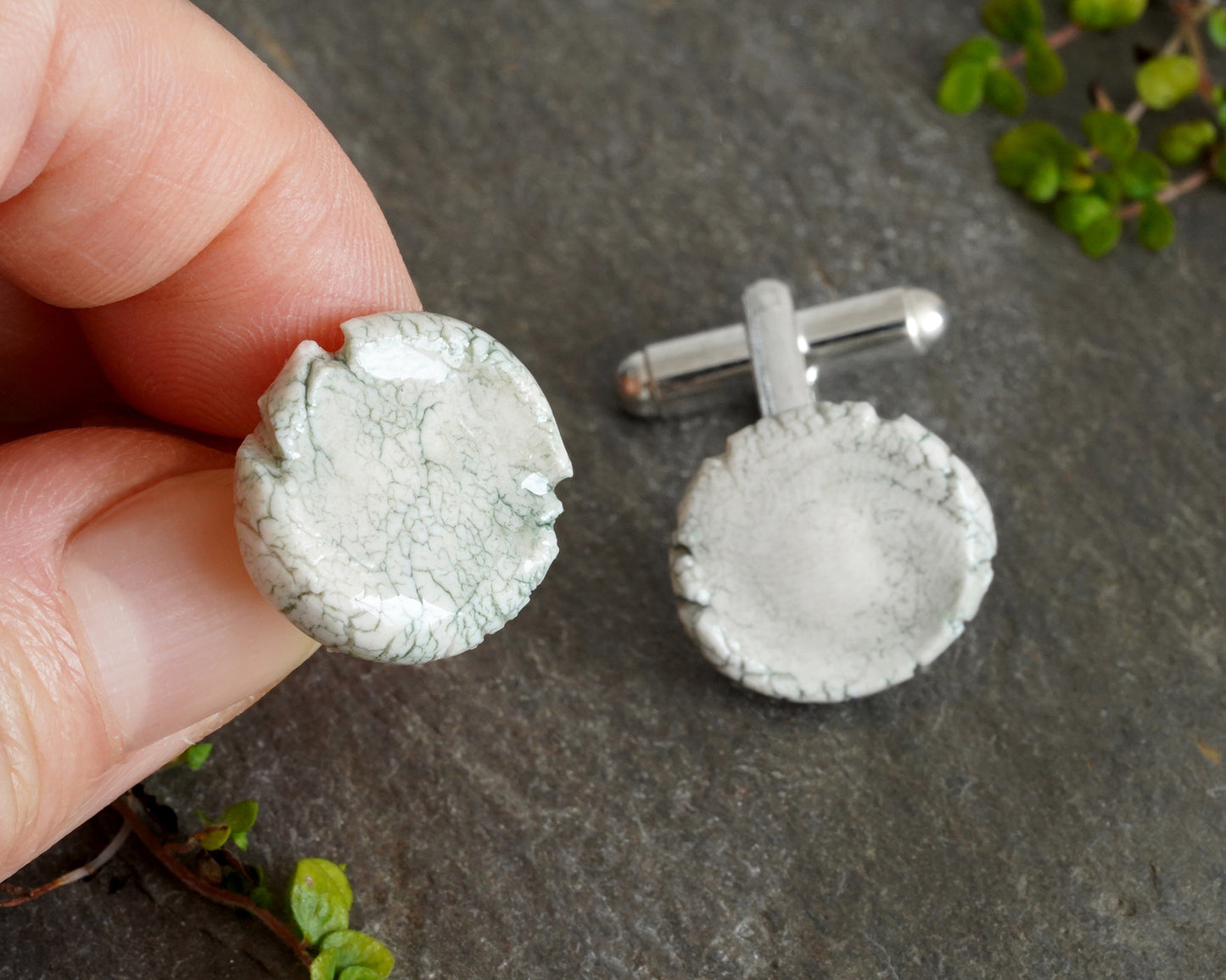 Unique Craquelure Porcelain Cufflinks