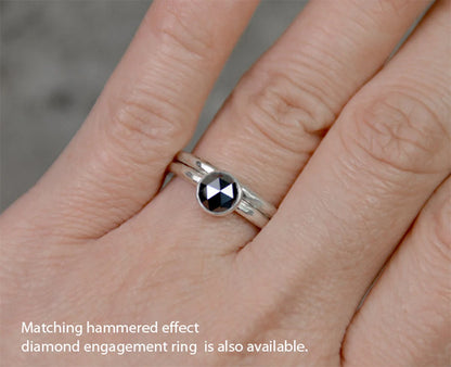 Hammered Effect Wedding Band, 2mm Rustic Wedding Ring
