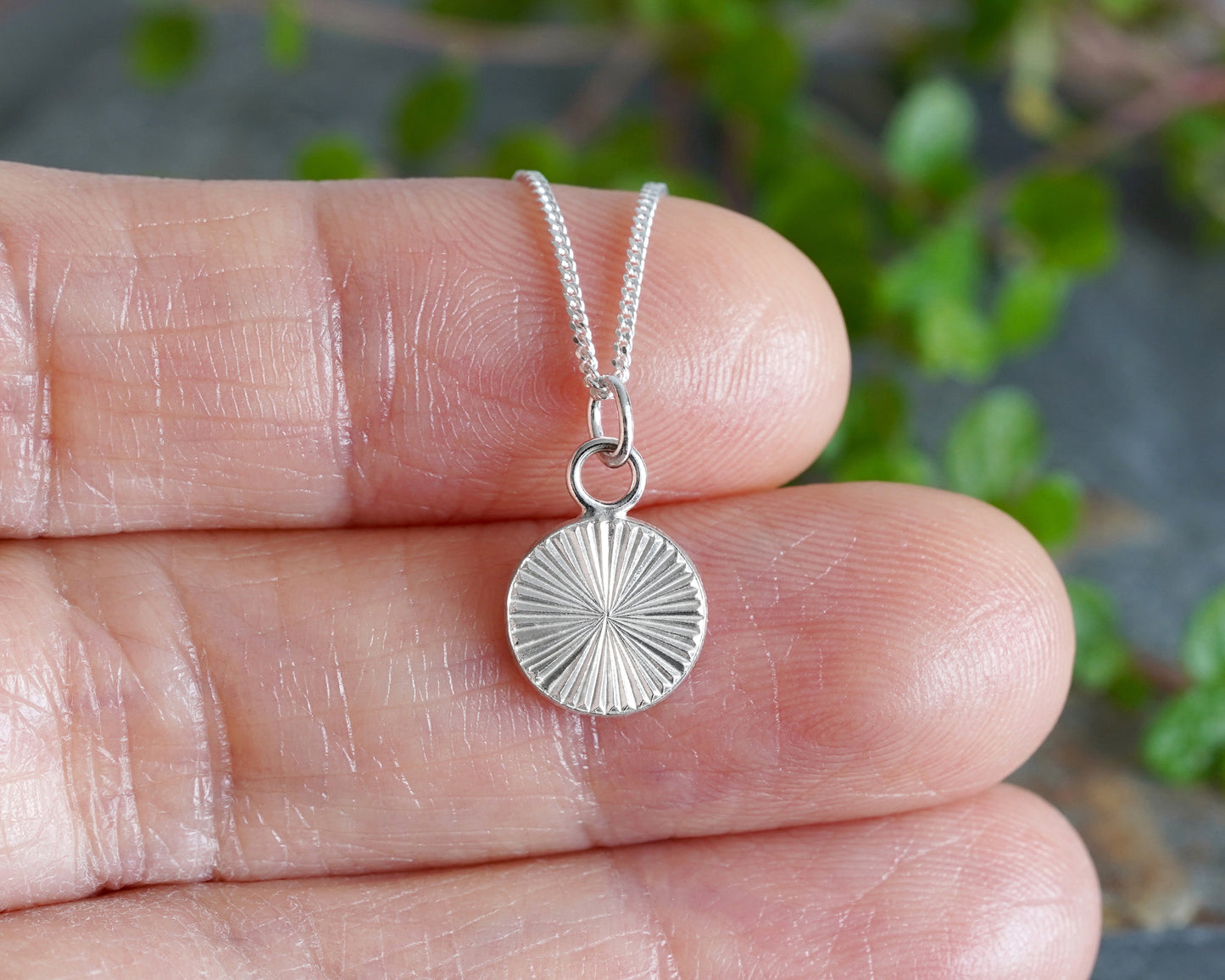 Hand Engraved Silver Pendant Necklace