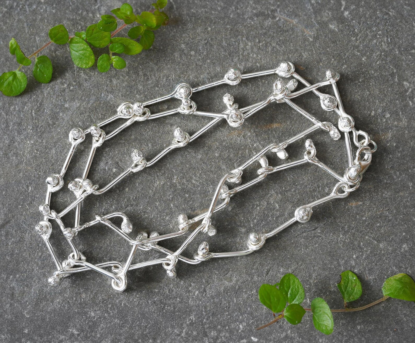 Head Pin Link Necklace in Sterling Silver, Handmade Chain Necklace