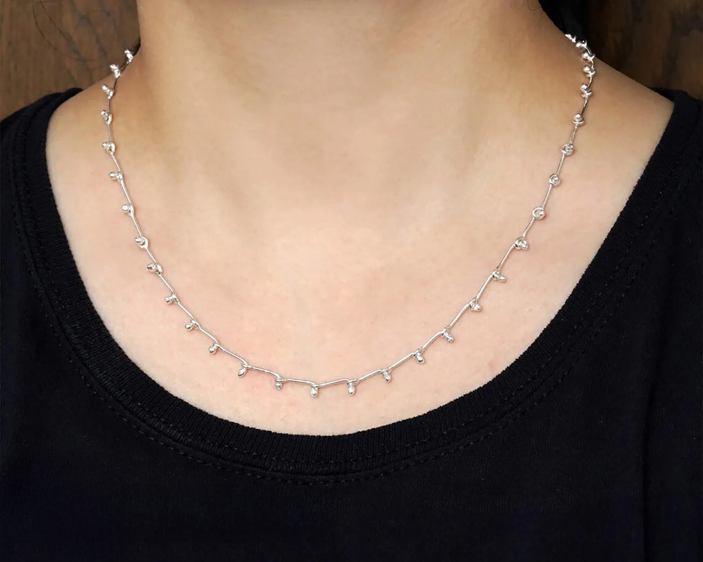 Head Pin Link Necklace in Sterling Silver, Handmade Chain Necklace